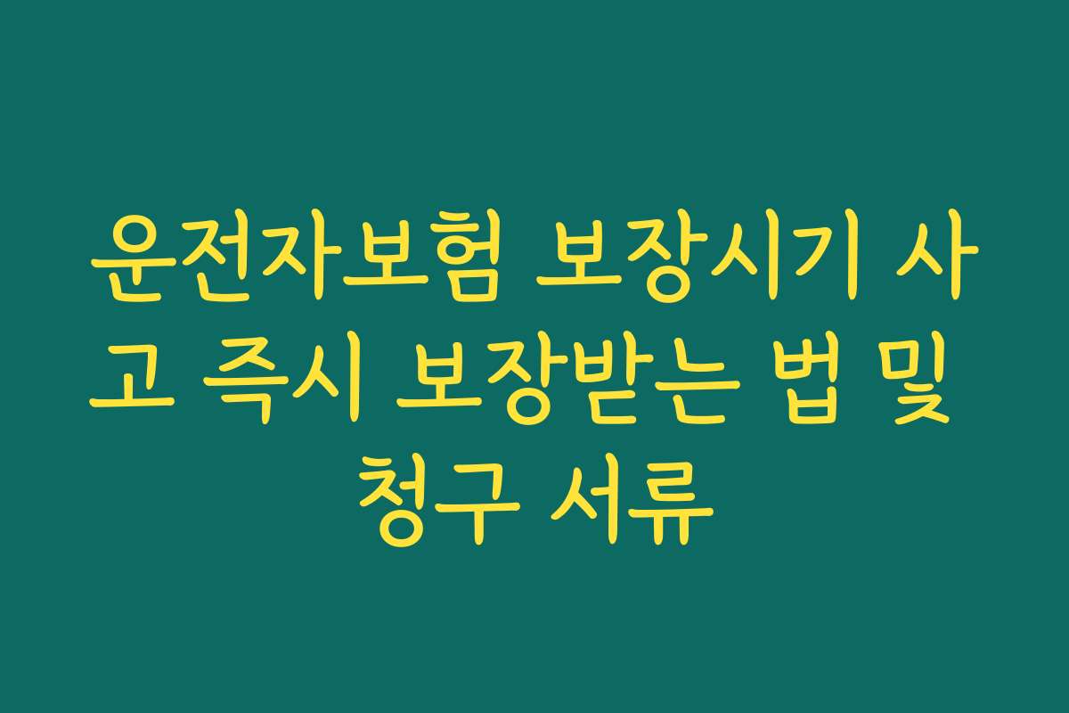 운전자보험 보장시기 사고 즉시 보장받는 법 및 청구 서류
