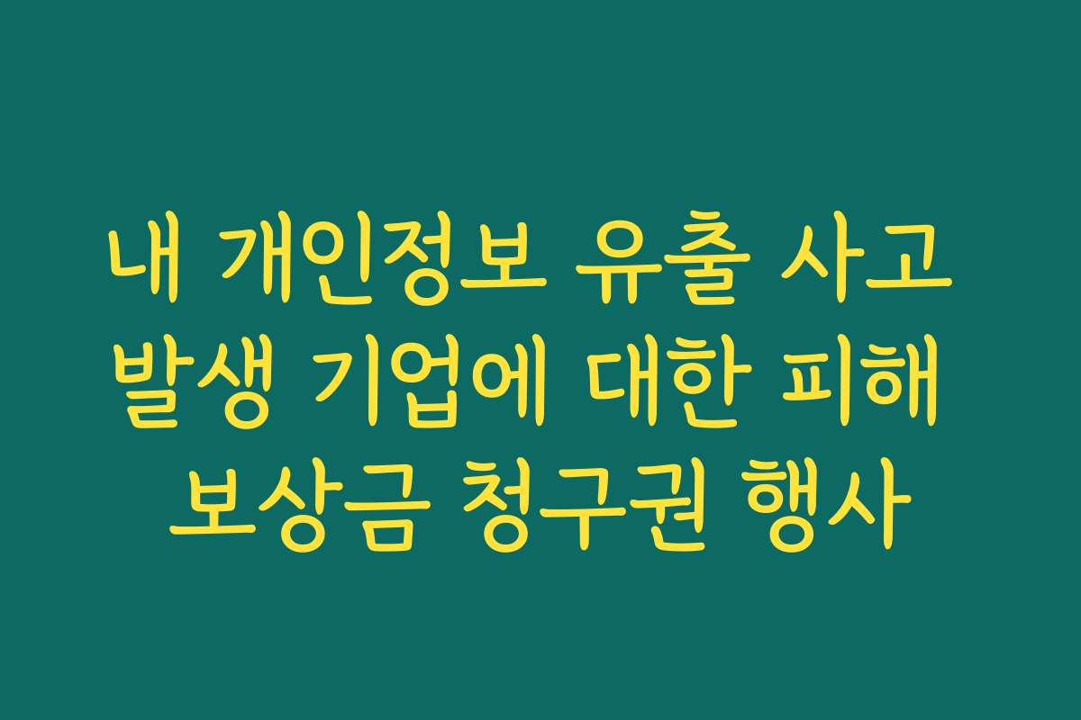 내 개인정보 유출 사고 발생 기업에 대한 피해 보상금 청구권 행사