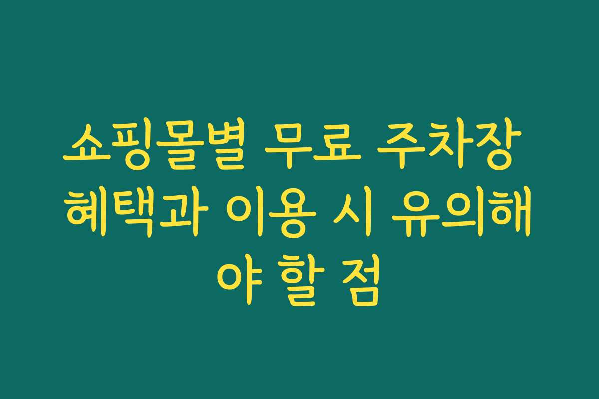 쇼핑몰별 무료 주차장 혜택과 이용 시 유의해야 할 점