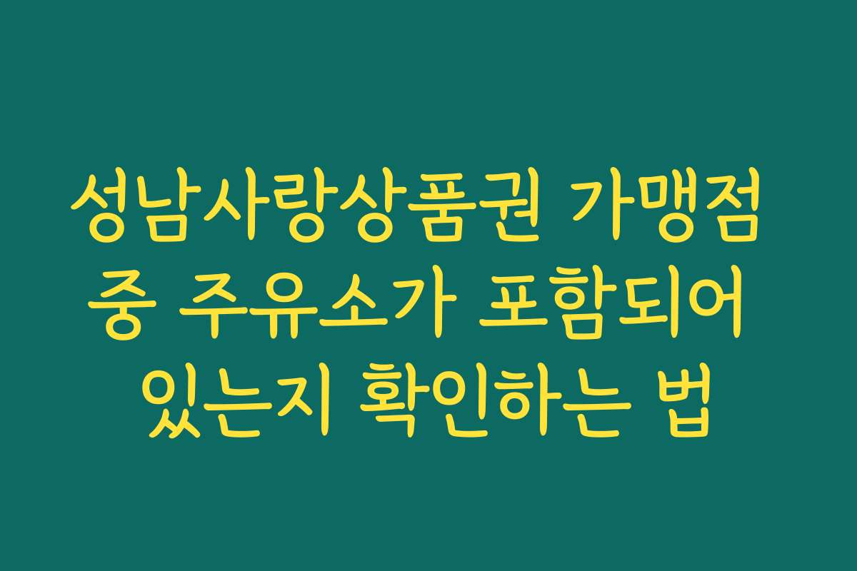 성남사랑상품권 가맹점 중 주유소가 포함되어 있는지 확인하는 법