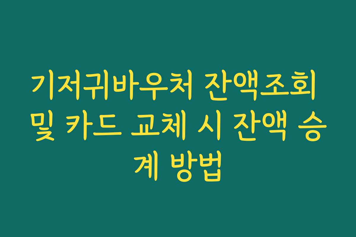 기저귀바우처 잔액조회 및 카드 교체 시 잔액 승계 방법
