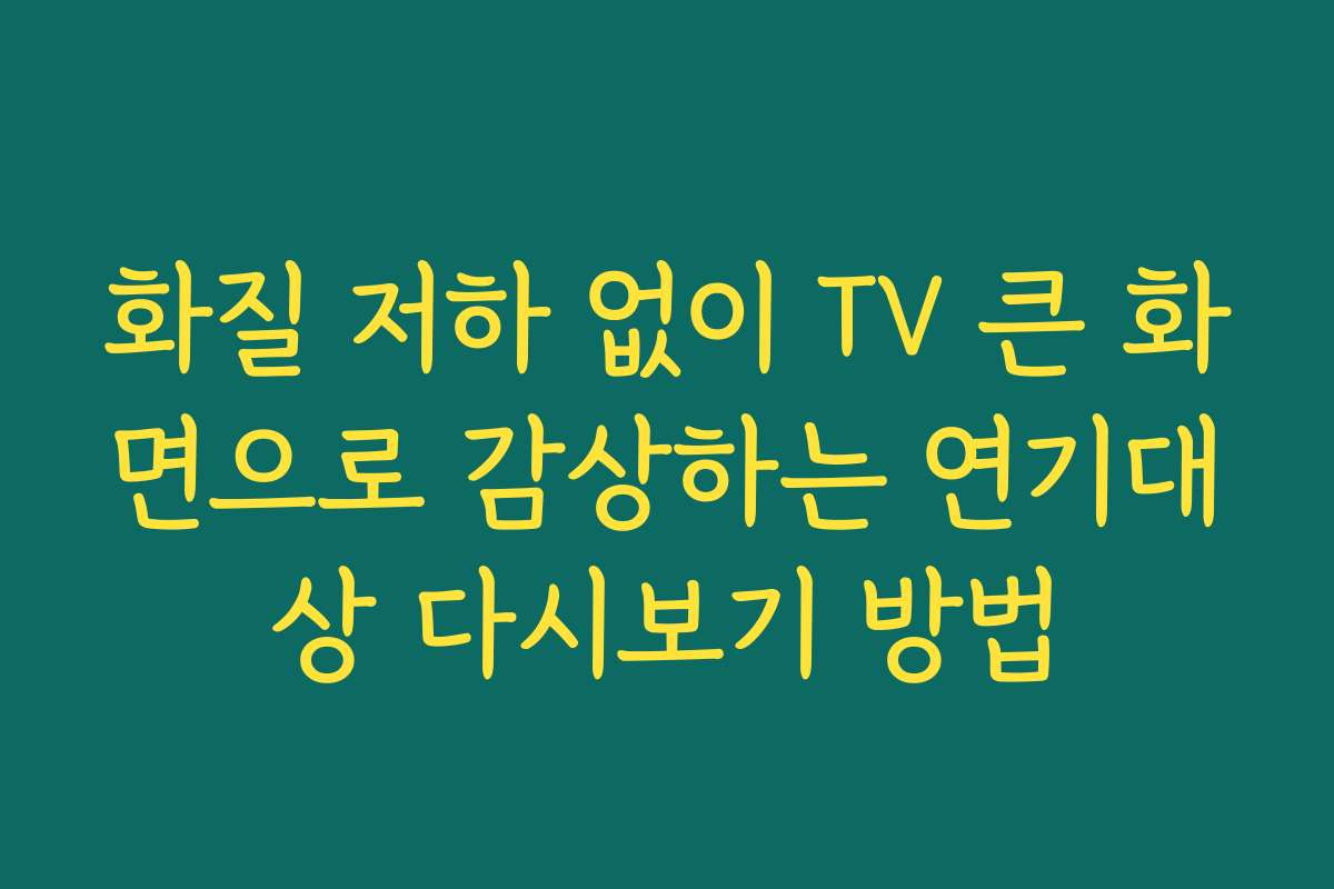 화질 저하 없이 TV 큰 화면으로 감상하는 연기대상 다시보기 방법