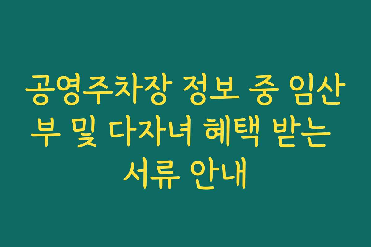 공영주차장 정보 중 임산부 및 다자녀 혜택 받는 서류 안내