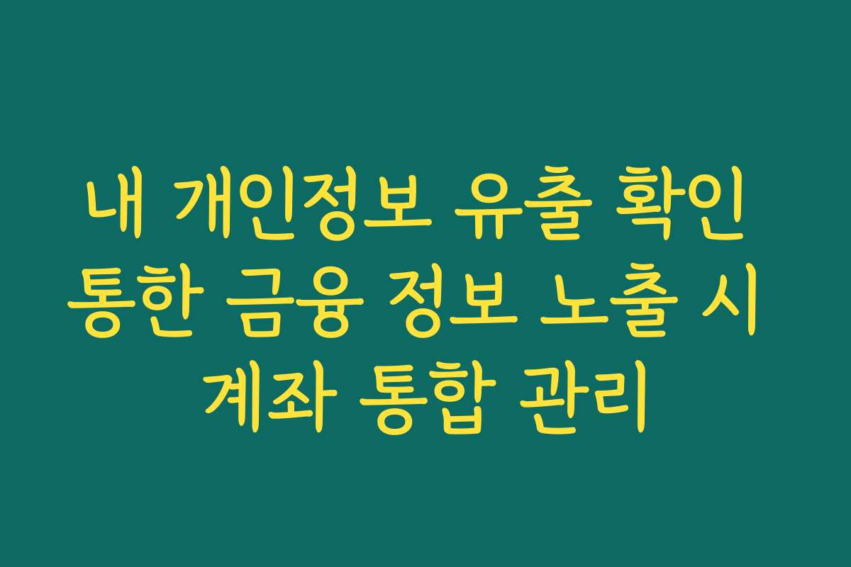내 개인정보 유출 확인 통한 금융 정보 노출 시 계좌 통합 관리
