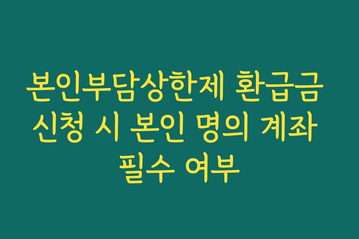 본인부담상한제 환급금 신청 시 본인 명의 계좌 필수 여부