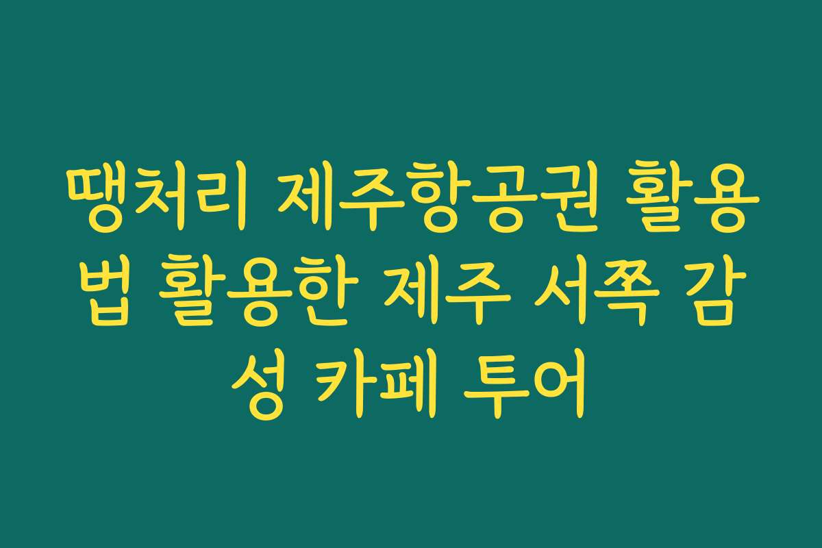 땡처리 제주항공권 활용법 활용한 제주 서쪽 감성 카페 투어