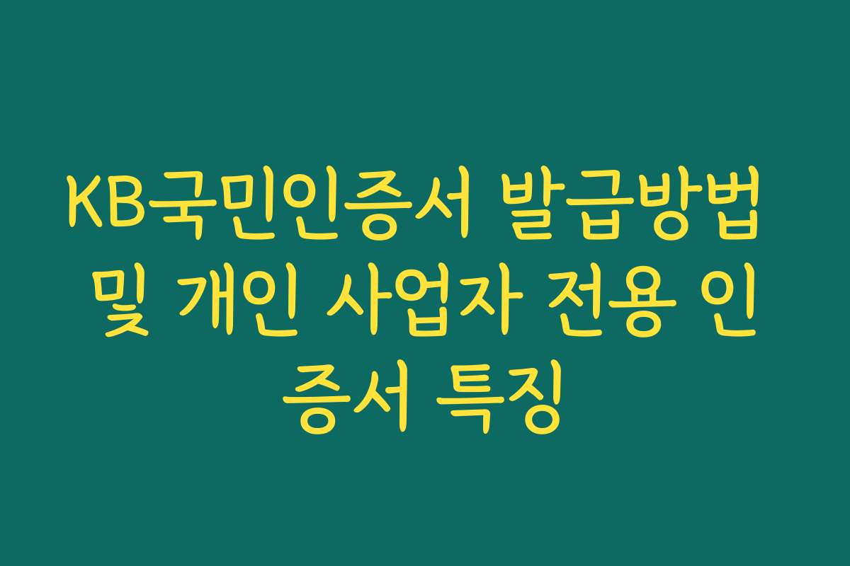 KB국민인증서 발급방법 및 개인 사업자 전용 인증서 특징