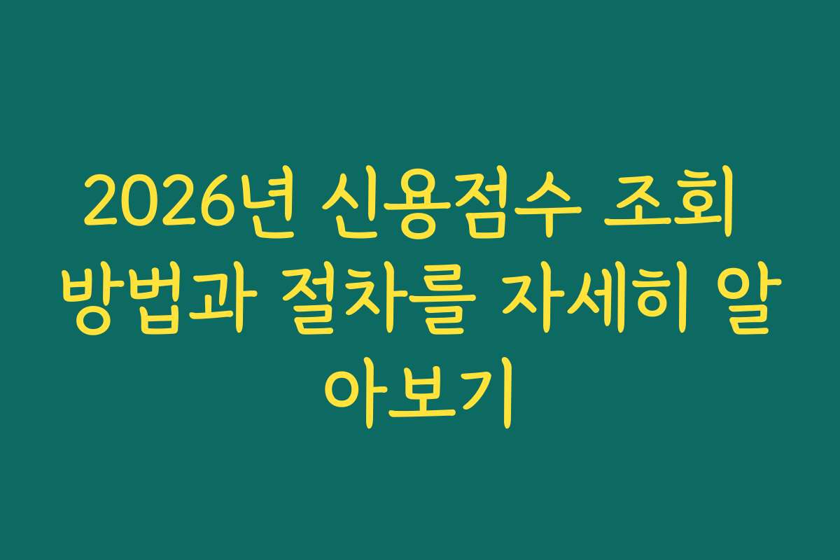 2026년 신용점수 조회 방법과 절차를 자세히 알아보기
