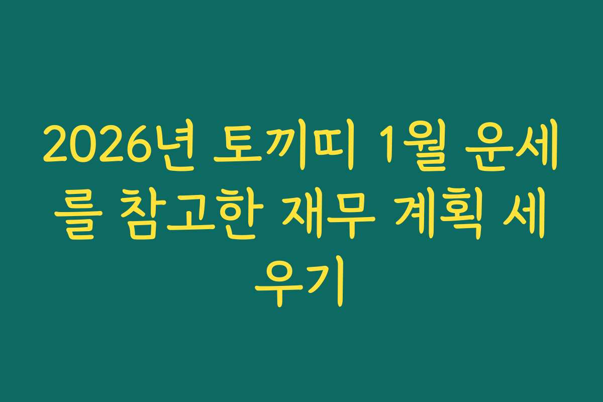 2026년 토끼띠 1월 운세를 참고한 재무 계획 세우기