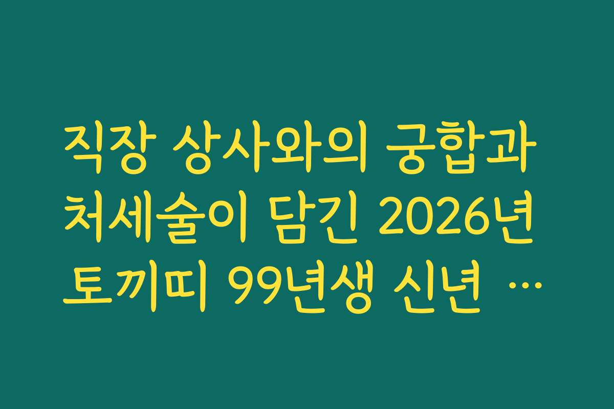 직장 상사와의 궁합과 처세술이 담긴 2026년 토끼띠 99년생 신년 운세 조언