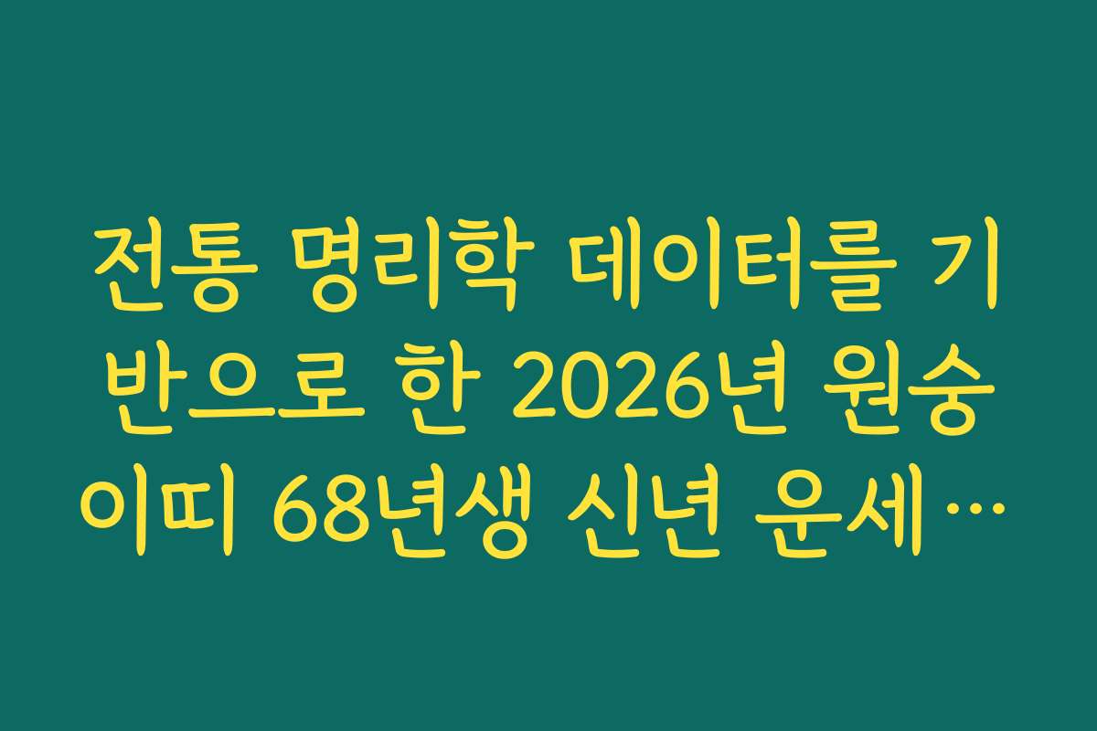 전통 명리학 데이터를 기반으로 한 2026년 원숭이띠 68년생 신년 운세 보고