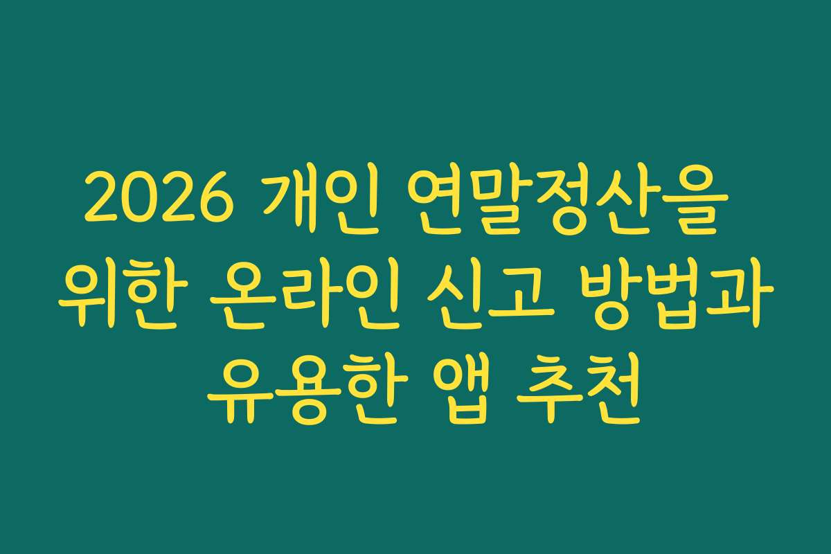 2026 개인 연말정산을 위한 온라인 신고 방법과 유용한 앱 추천