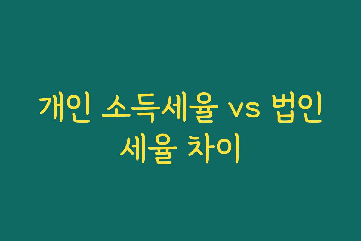 개인 소득세율 vs 법인세율 차이