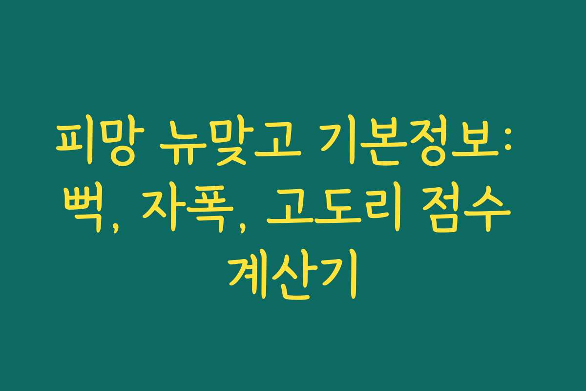 피망 뉴맞고 기본정보: 뻑, 자폭, 고도리 점수 계산기