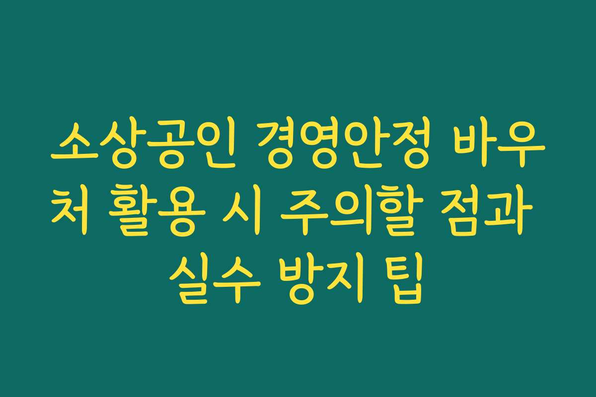 소상공인 경영안정 바우처 활용 시 주의할 점과 실수 방지 팁