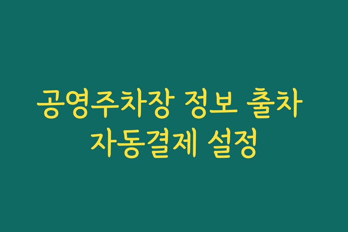공영주차장 정보 출차 자동결제 설정