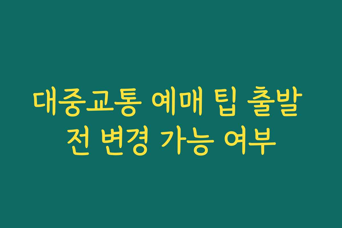 대중교통 예매 팁 출발 전 변경 가능 여부