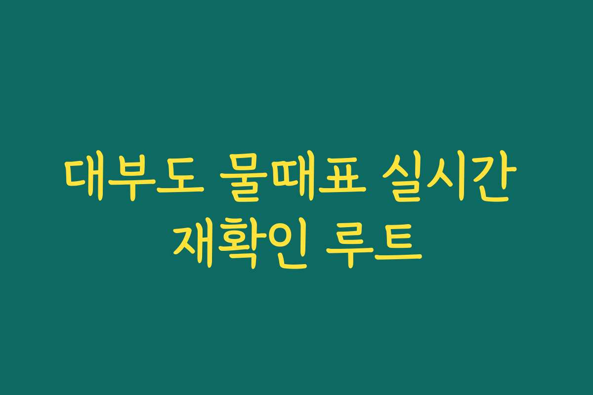 대부도 물때표 실시간 재확인 루트