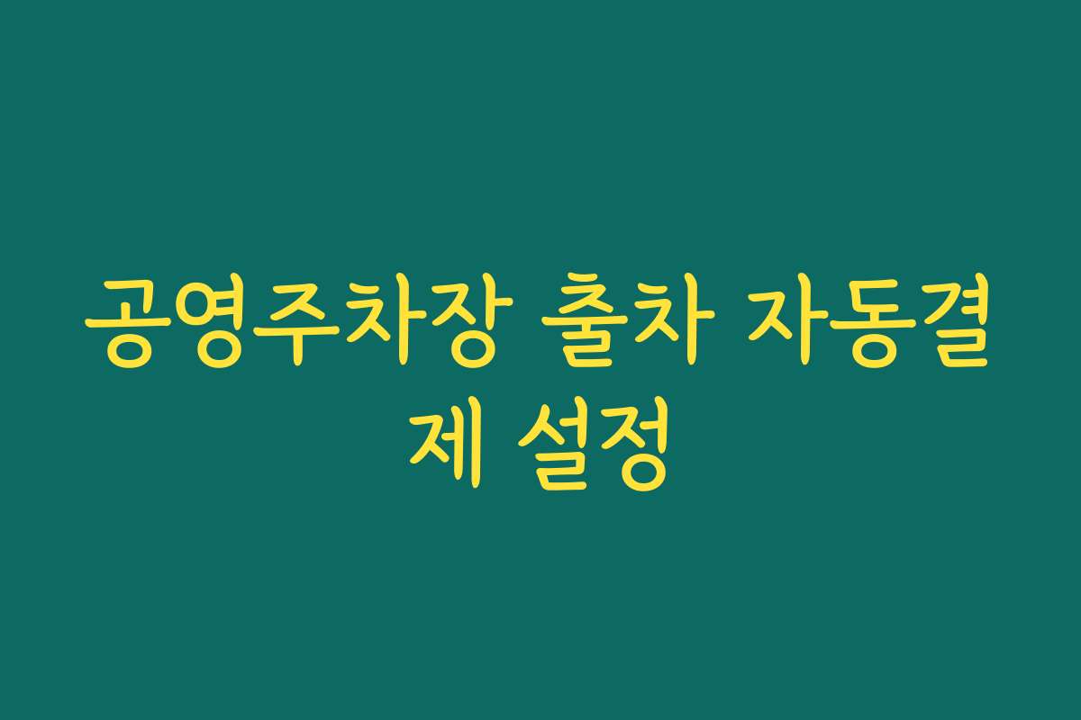 공영주차장 출차 자동결제 설정