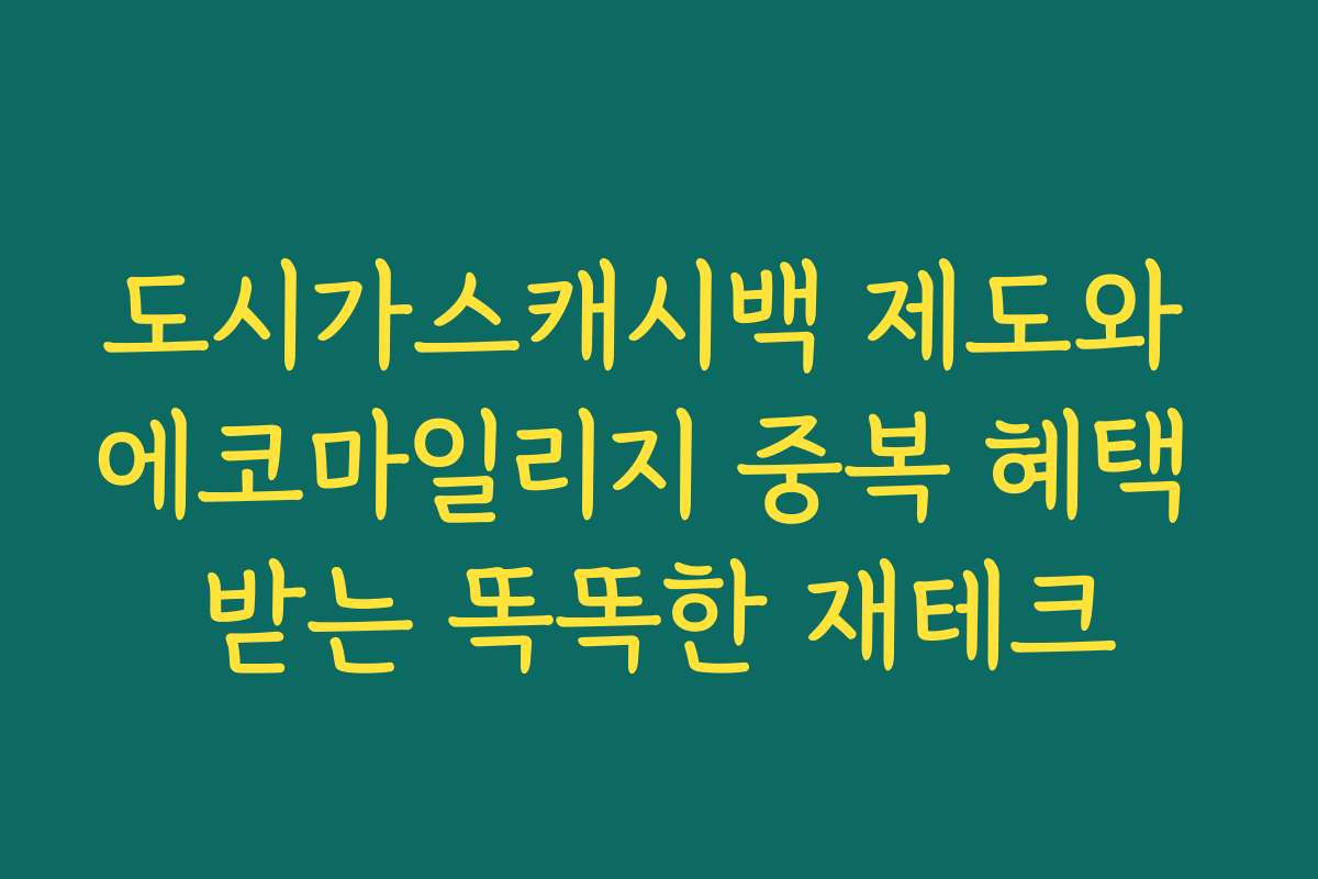 도시가스캐시백 제도와 에코마일리지 중복 혜택 받는 똑똑한 재테크