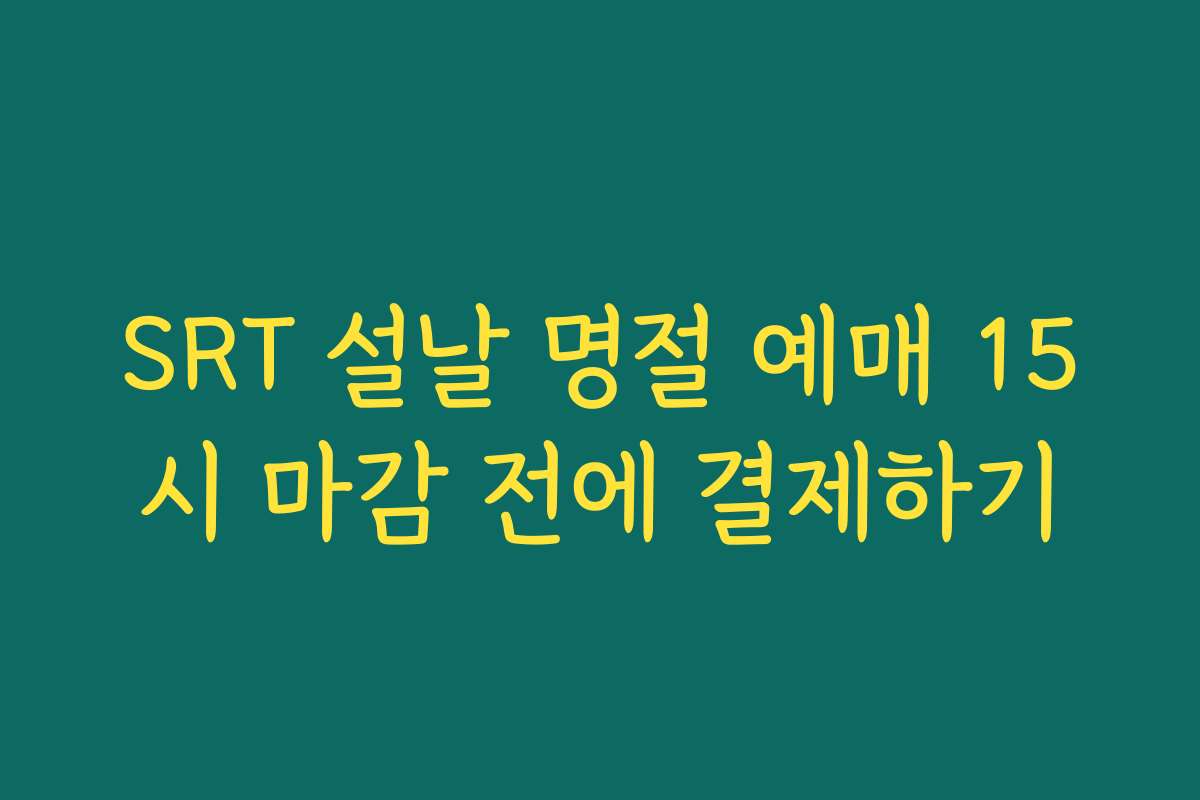 SRT 설날 명절 예매 15시 마감 전에 결제하기