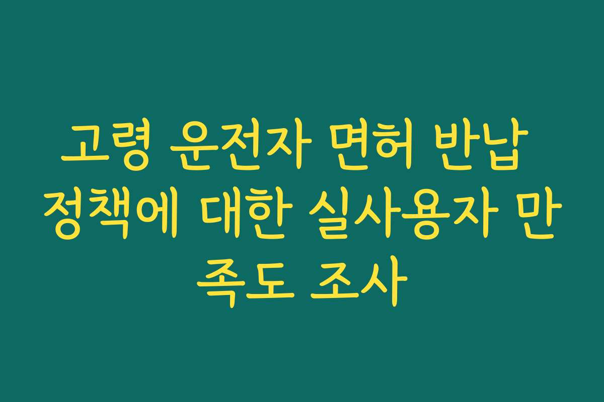 고령 운전자 면허 반납 정책에 대한 실사용자 만족도 조사