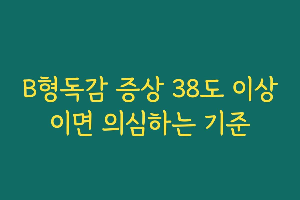 B형독감 증상 38도 이상이면 의심하는 기준