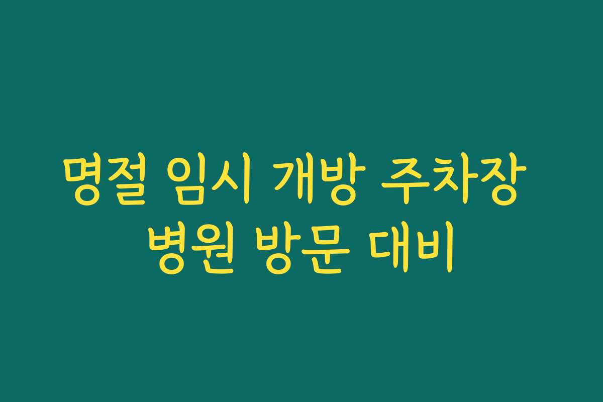 명절 임시 개방 주차장 병원 방문 대비