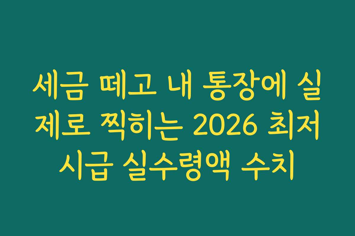 세금 떼고 내 통장에 실제로 찍히는 2026 최저시급 실수령액 수치