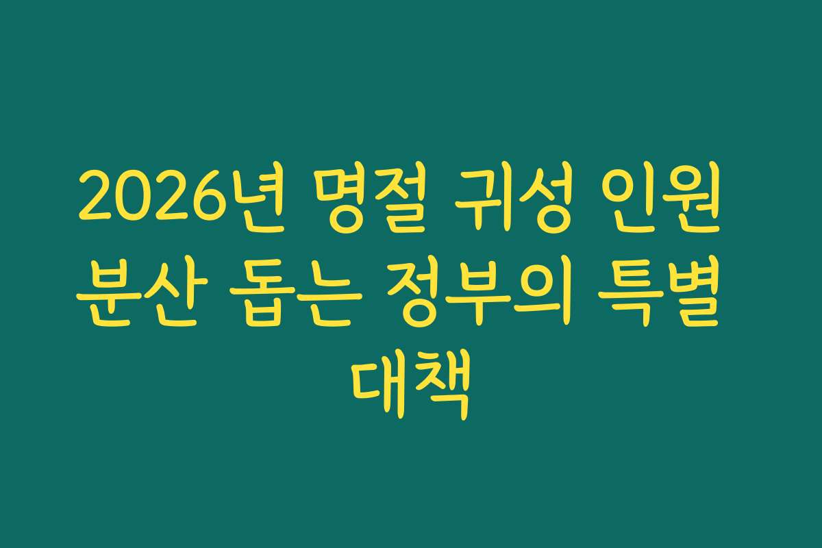 2026년 명절 귀성 인원 분산 돕는 정부의 특별 대책