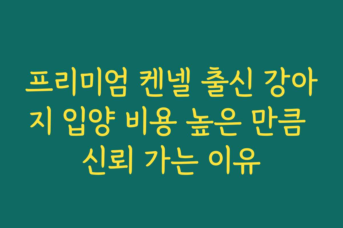 프리미엄 켄넬 출신 강아지 입양 비용 높은 만큼 신뢰 가는 이유