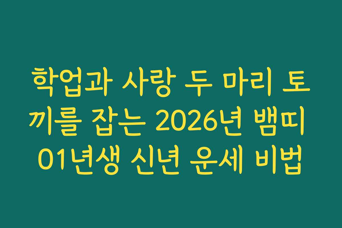 학업과 사랑 두 마리 토끼를 잡는 2026년 뱀띠 01년생 신년 운세 비법