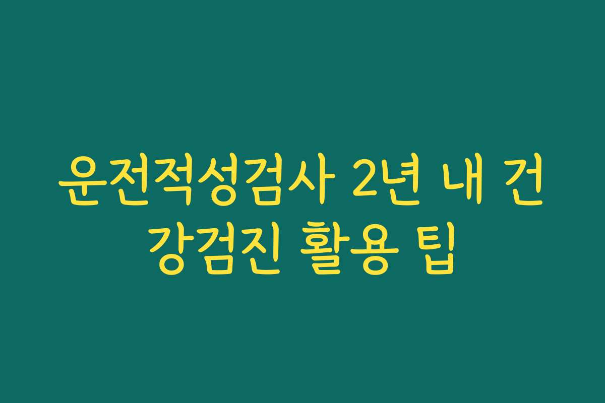 운전적성검사 2년 내 건강검진 활용 팁
