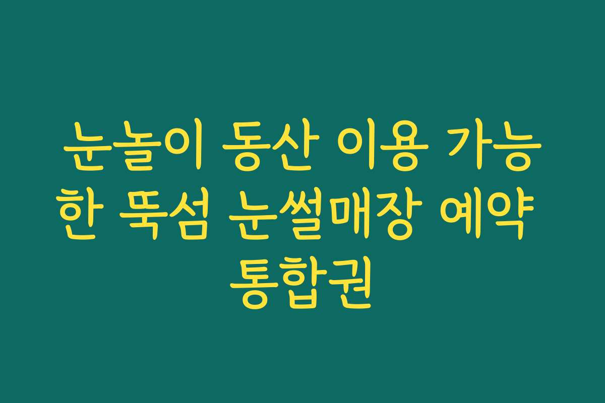 눈놀이 동산 이용 가능한 뚝섬 눈썰매장 예약 통합권