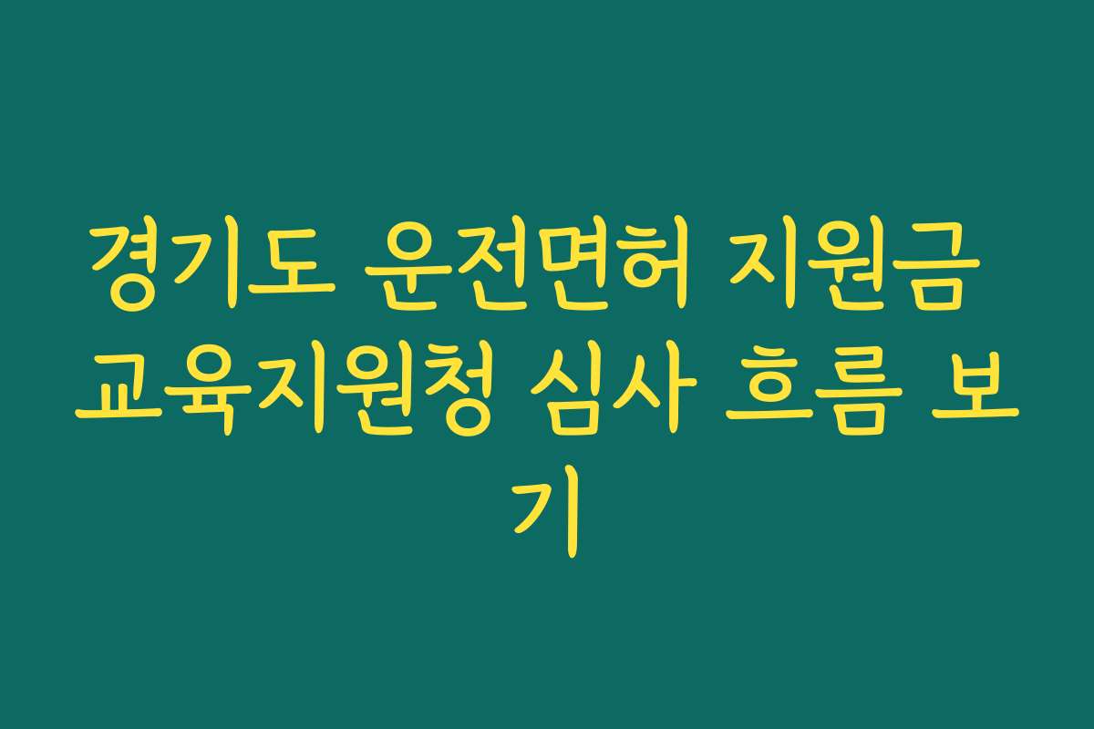 경기도 운전면허 지원금 교육지원청 심사 흐름 보기