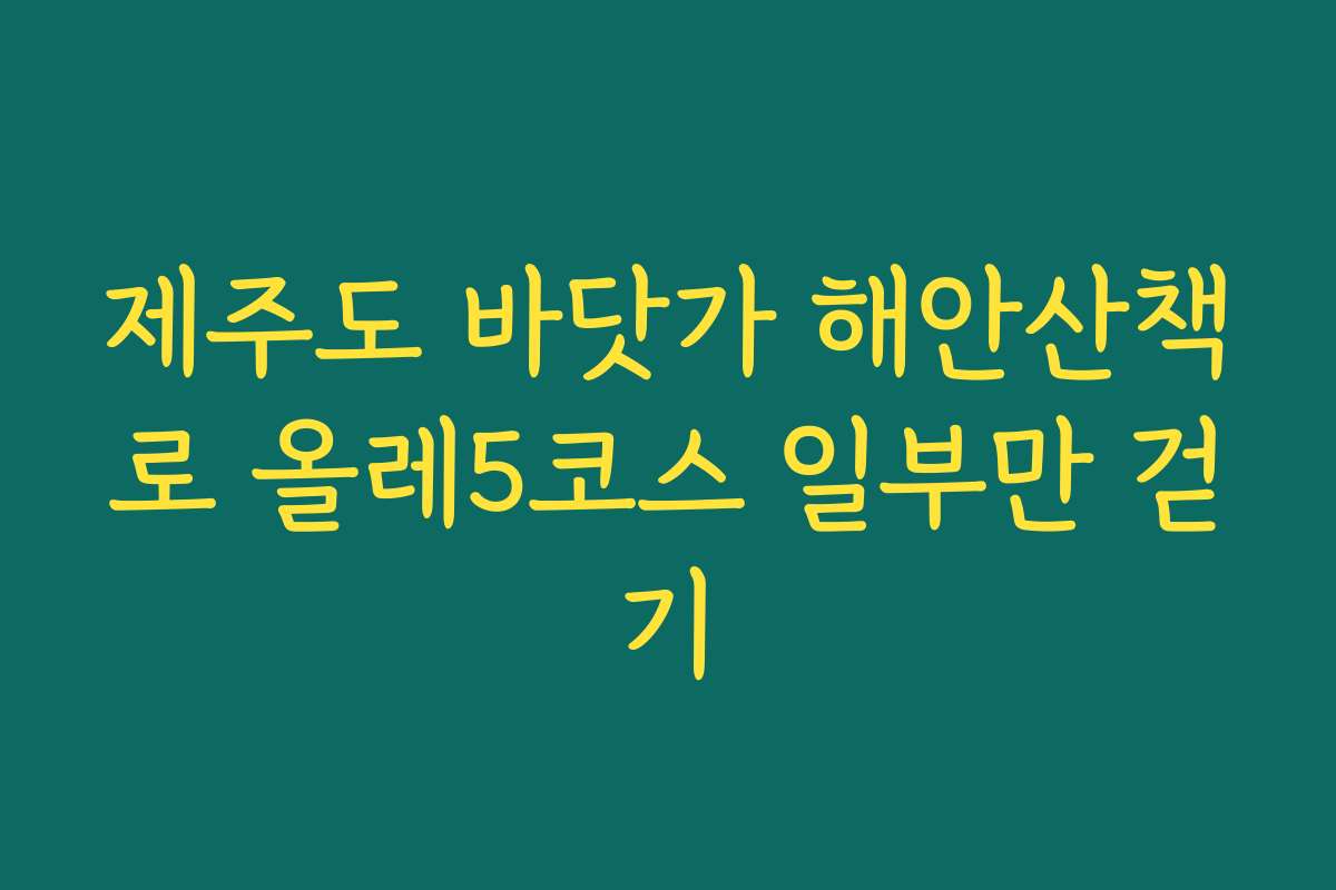 제주도 바닷가 해안산책로 올레5코스 일부만 걷기