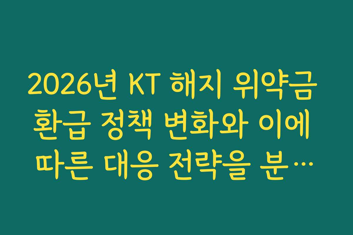 2026년 KT 해지 위약금 환급 정책 변화와 이에 따른 대응 전략을 분석합니다