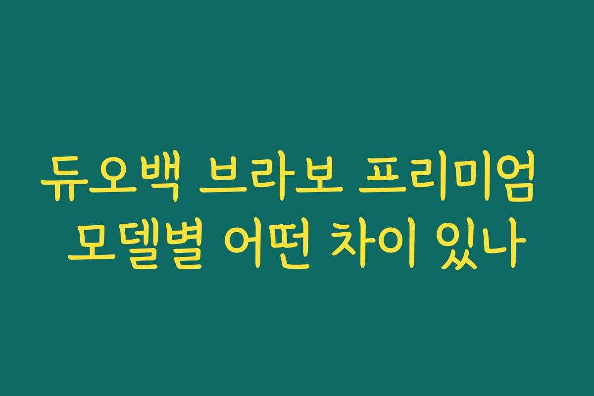 듀오백 브라보 프리미엄 모델별 어떤 차이 있나