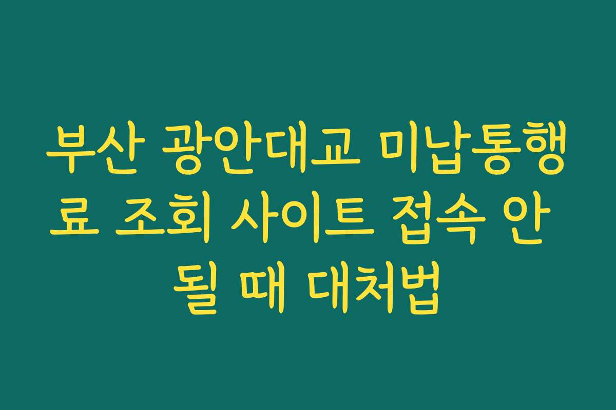 부산 광안대교 미납통행료 조회 사이트 접속 안 될 때 대처법