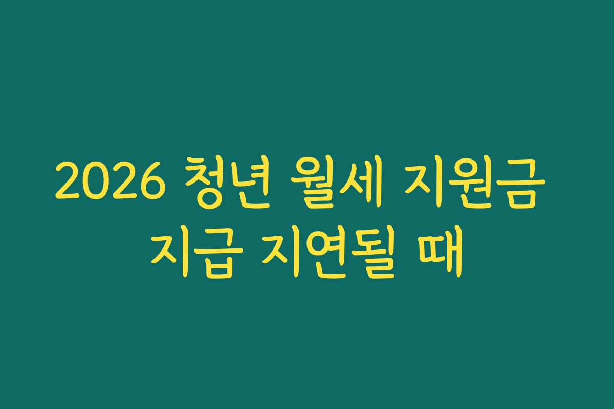 2026 청년 월세 지원금 지급 지연될 때