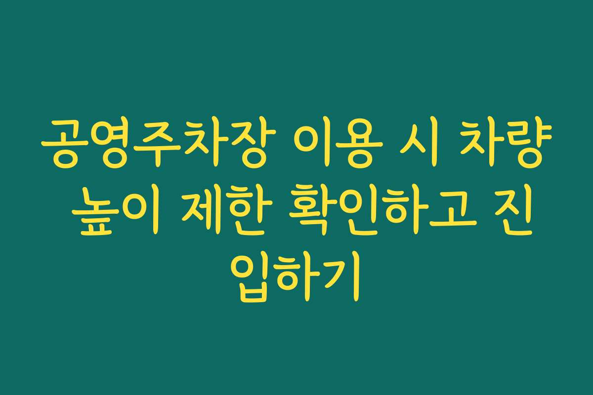 공영주차장 이용 시 차량 높이 제한 확인하고 진입하기