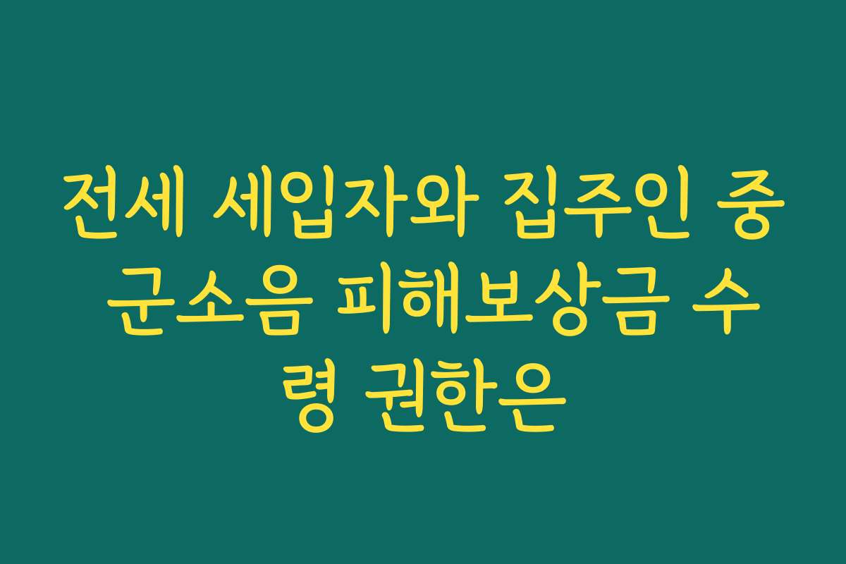 전세 세입자와 집주인 중 군소음 피해보상금 수령 권한은