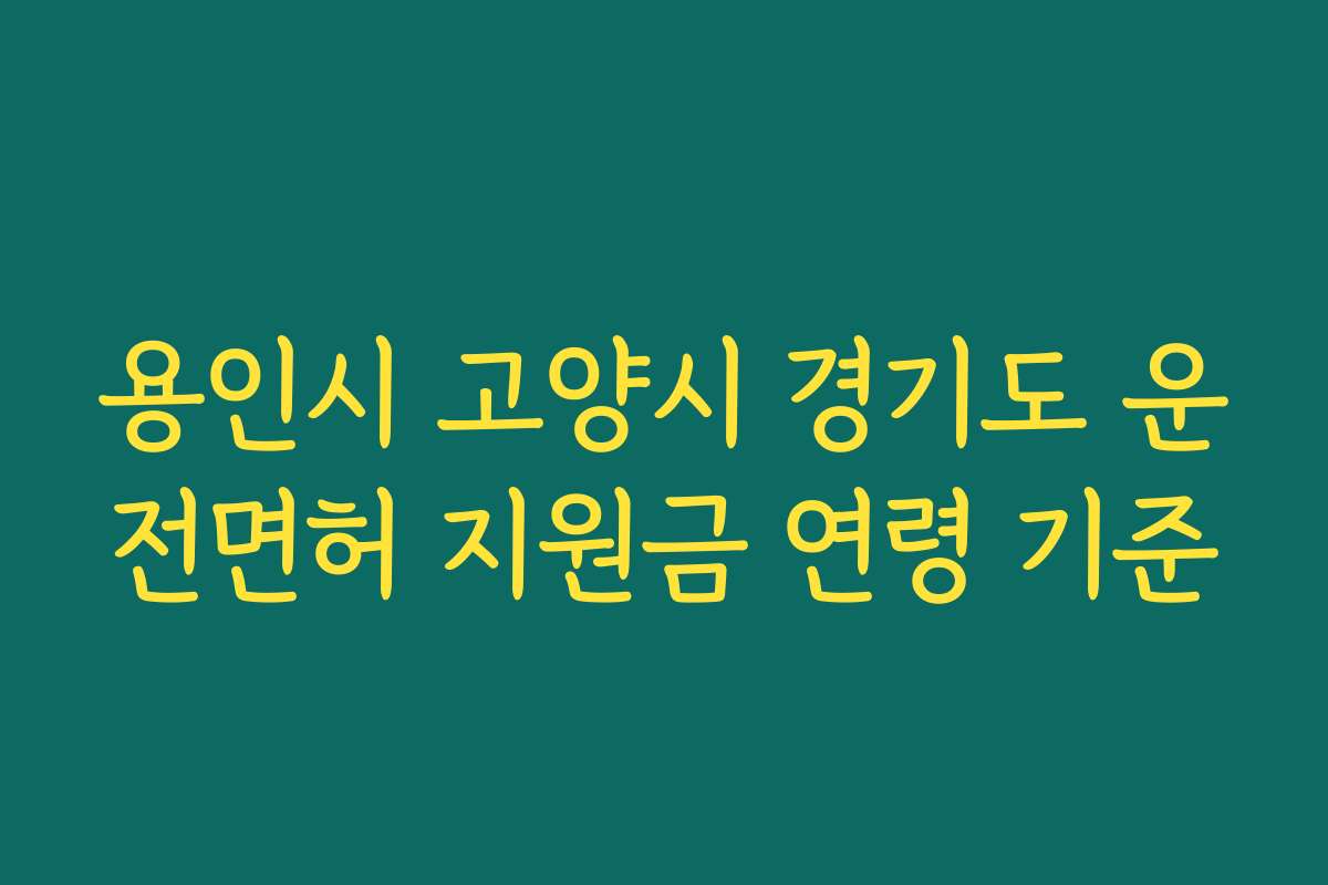 용인시 고양시 경기도 운전면허 지원금 연령 기준