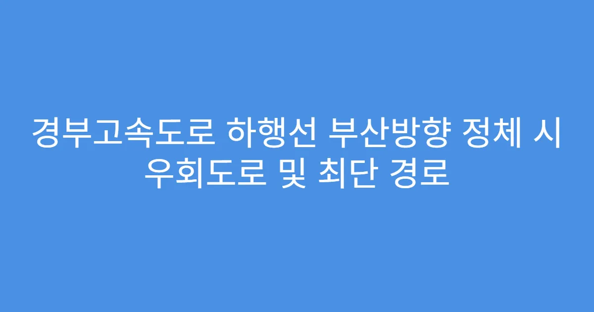 경부고속도로 하행선 부산방향 정체 시 우회도로 및 최단 경로