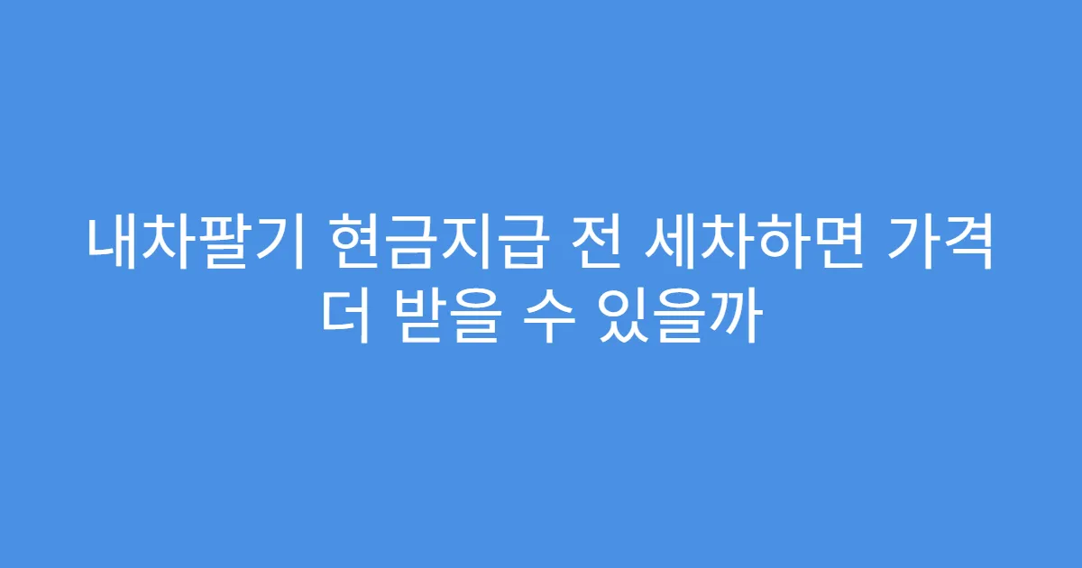 내차팔기 현금지급 전 세차하면 가격 더 받을 수 있을까