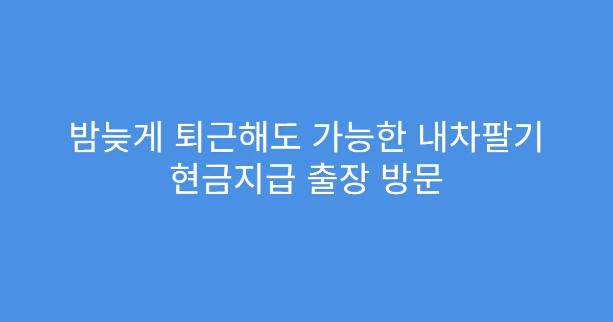 밤늦게 퇴근해도 가능한 내차팔기 현금지급 출장 방문