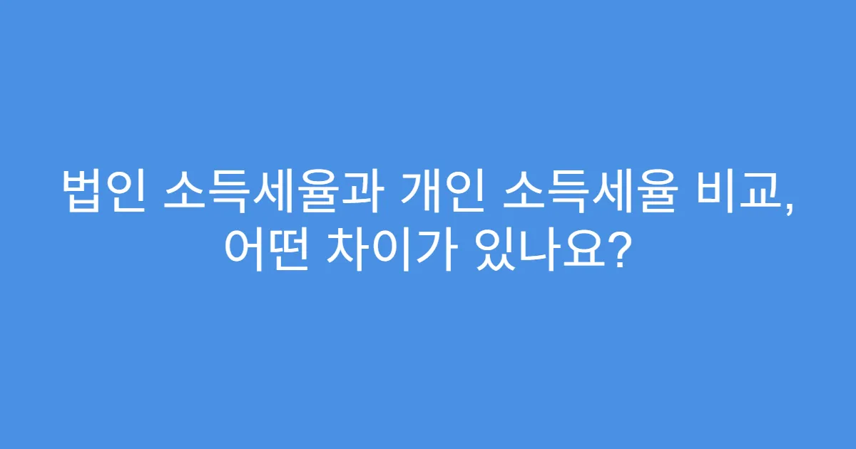 법인 소득세율과 개인 소득세율 비교, 어떤 차이가 있나요?