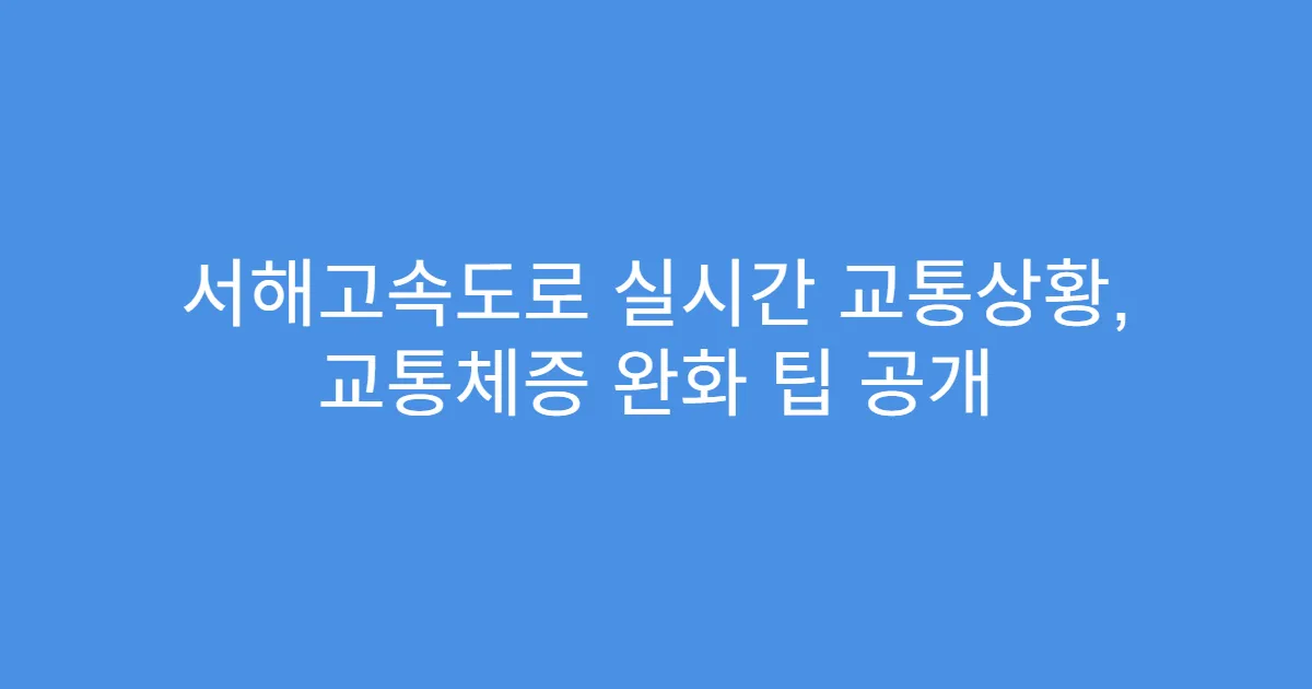 서해고속도로 실시간 교통상황, 교통체증 완화 팁 공개
