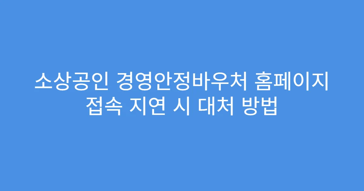 소상공인 경영안정바우처 홈페이지 접속 지연 시 대처 방법