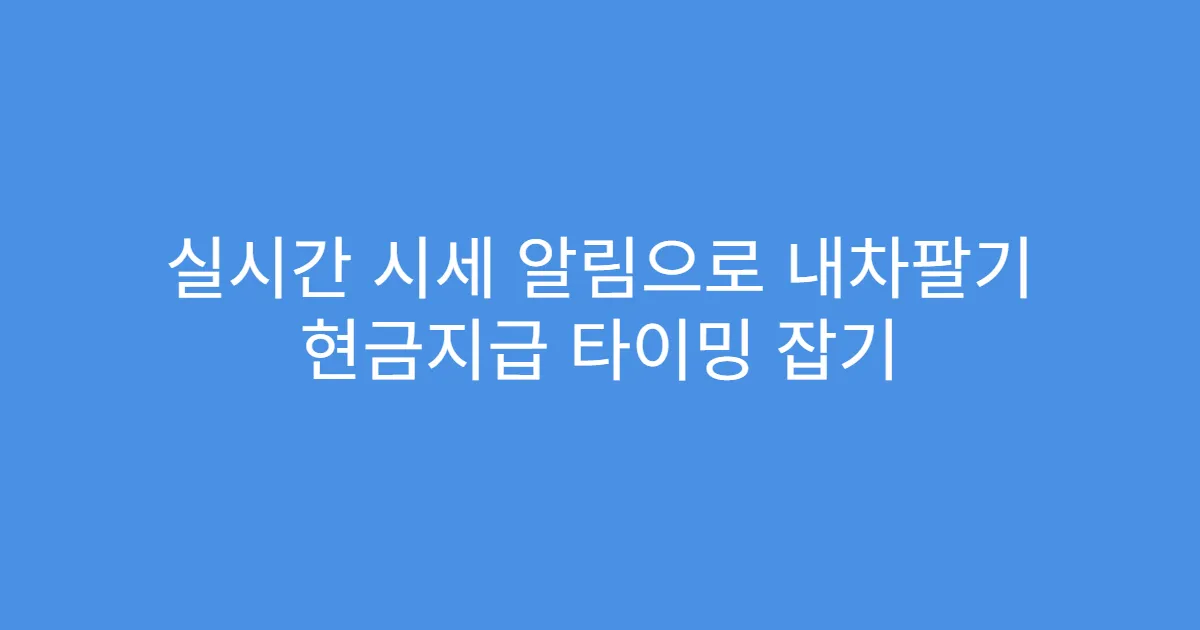 실시간 시세 알림으로 내차팔기 현금지급 타이밍 잡기